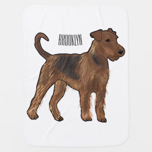 Airedale terrier dog cartoon illustration baby blanket