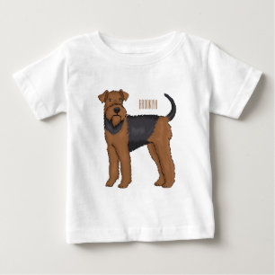 Airedale terrier dog cartoon illustration baby T-Shirt
