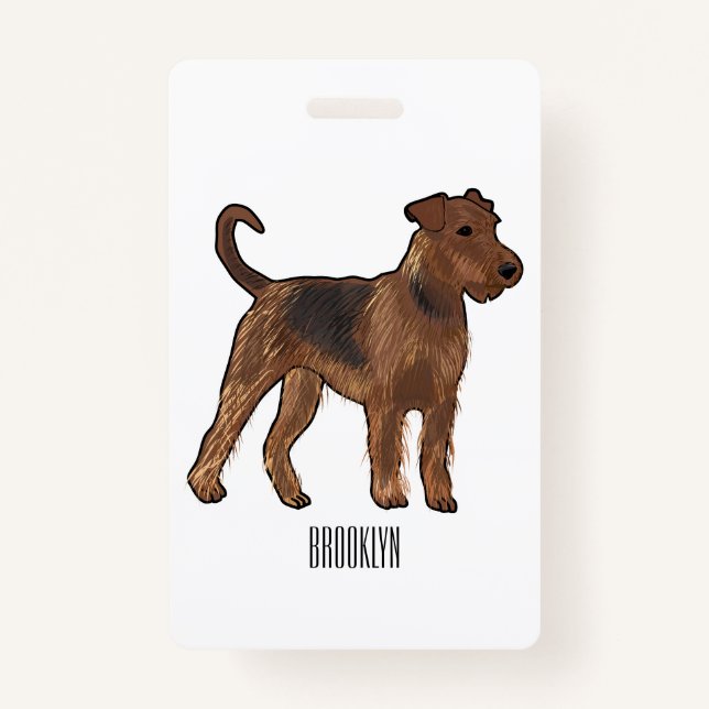 Airedale terrier dog cartoon illustration badge (Front)