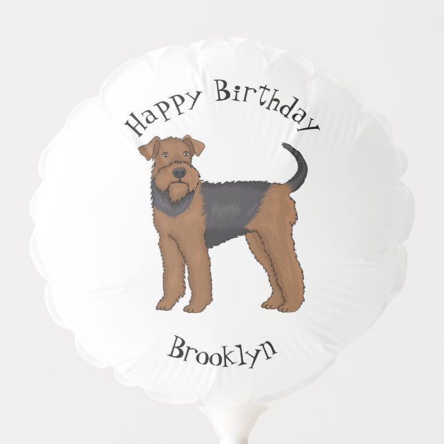 Airedale terrier dog cartoon illustration  balloon (Front)