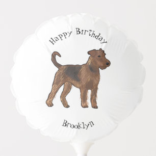Airedale terrier dog cartoon illustration balloon