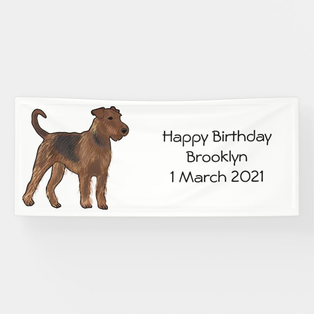 Airedale terrier dog cartoon illustration banner (Horizontal)