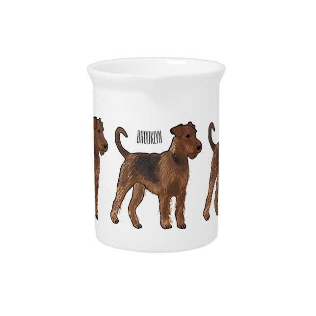 Airedale terrier dog cartoon illustration beverage pitcher (Front)