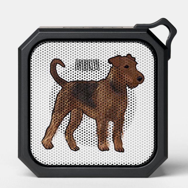 Airedale terrier dog cartoon illustration bluetooth speaker (Front)