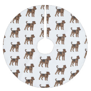 Airedale terrier dog cartoon illustration brushed polyester tree skirt