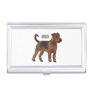 Airedale terrier dog cartoon illustration business card case