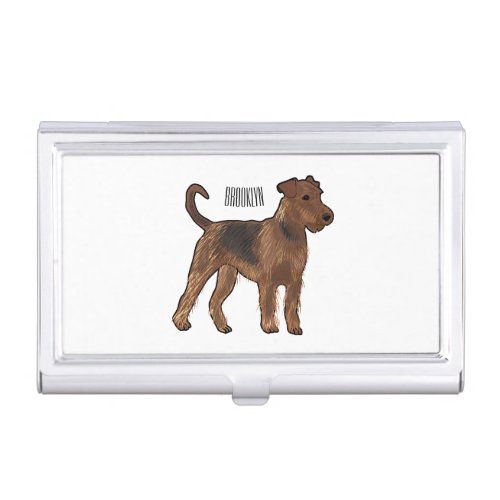 Airedale terrier dog cartoon illustration business card case