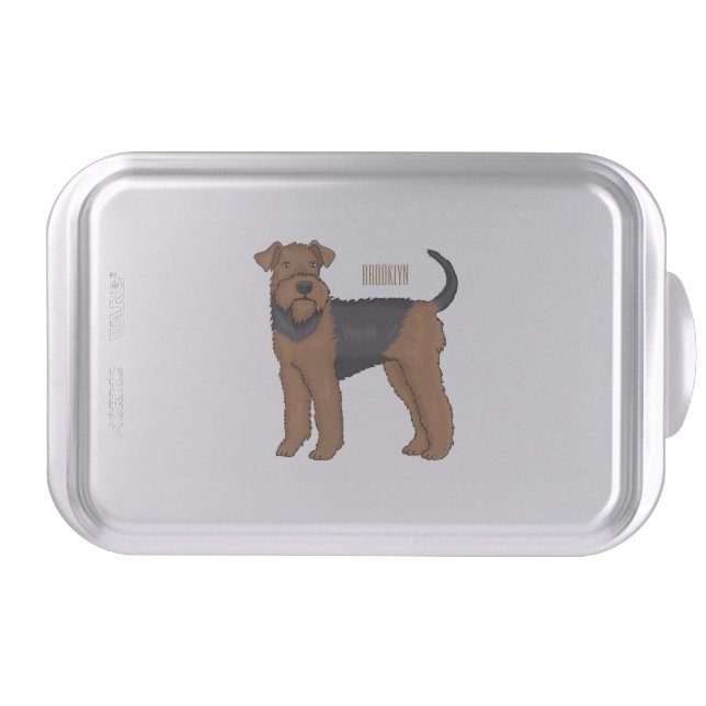 Airedale terrier dog cartoon illustration cake pan (Front)