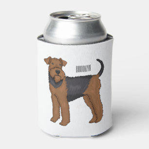 Airedale terrier dog cartoon illustration can cooler