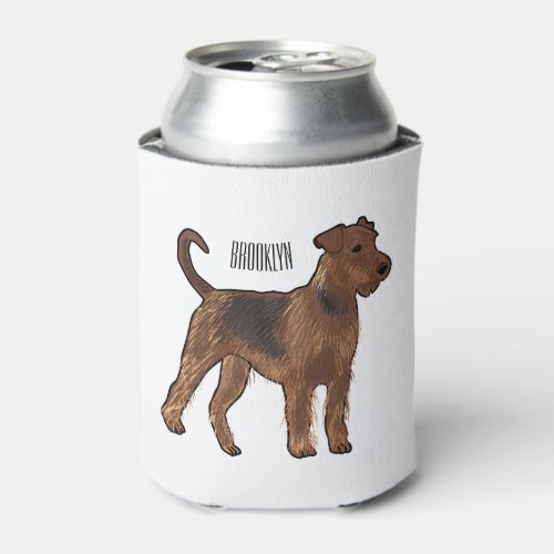 Airedale terrier dog cartoon illustration can cooler