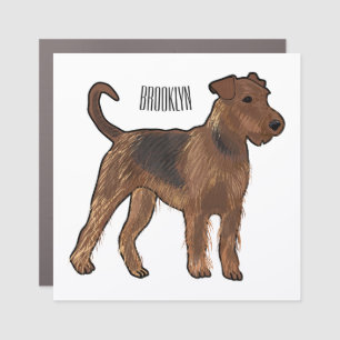 Airedale terrier dog cartoon illustration car magnet