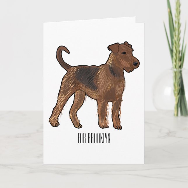 Airedale terrier dog cartoon illustration card (Front)