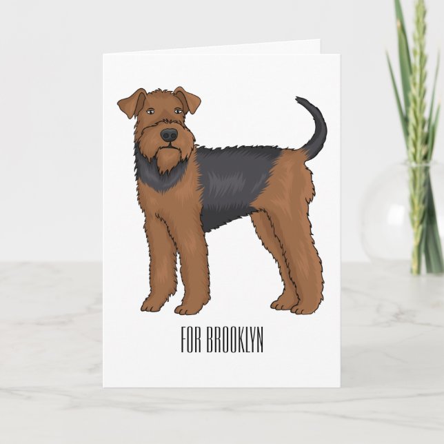 Airedale terrier dog cartoon illustration card (Front)