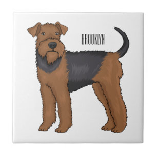 Airedale terrier dog cartoon illustration ceramic tile