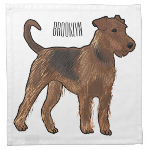 Airedale terrier dog cartoon illustration cloth napkin