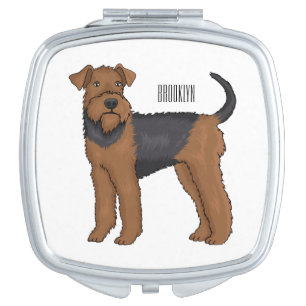 Airedale terrier dog cartoon illustration compact mirror