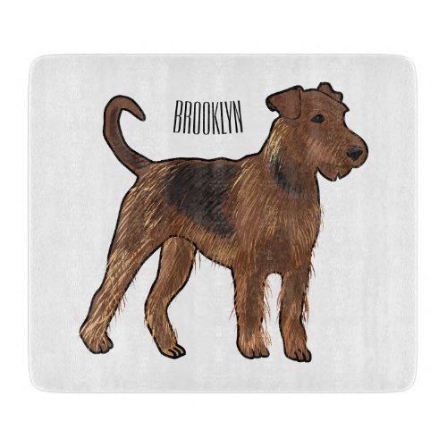 Airedale terrier dog cartoon illustration cutting board