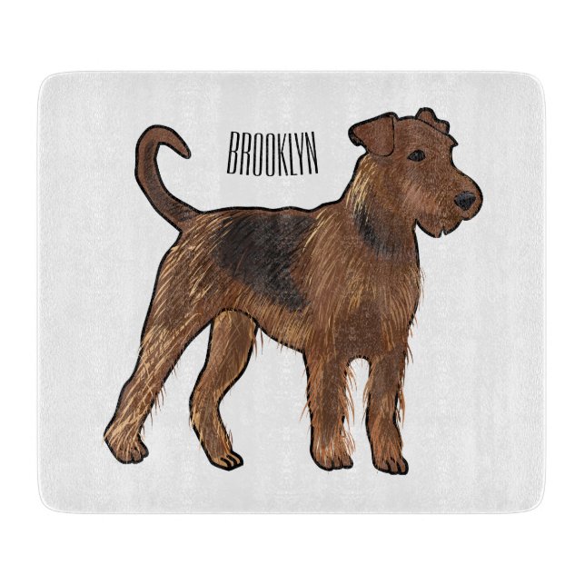 Airedale terrier dog cartoon illustration cutting board (Front)