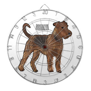 Airedale terrier dog cartoon illustration dart board
