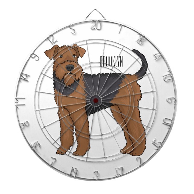 Airedale terrier dog cartoon illustration dart board (Front)