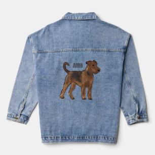 Airedale terrier dog cartoon illustration denim jacket
