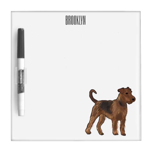 Airedale terrier dog cartoon illustration dry erase board