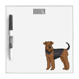 Airedale terrier dog cartoon illustration dry erase board