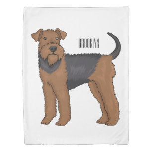 Airedale terrier dog cartoon illustration duvet cover