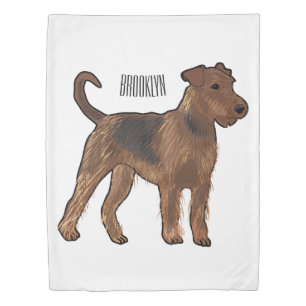 Airedale terrier dog cartoon illustration duvet cover