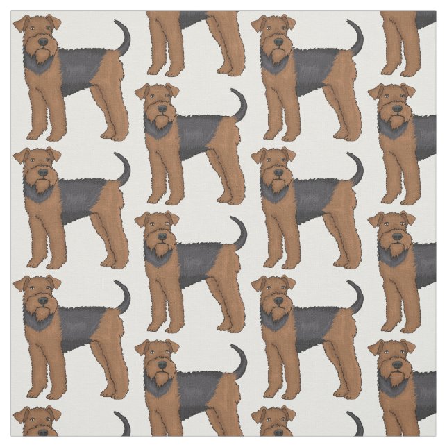 Airedale terrier dog cartoon illustration fabric (Swatch)