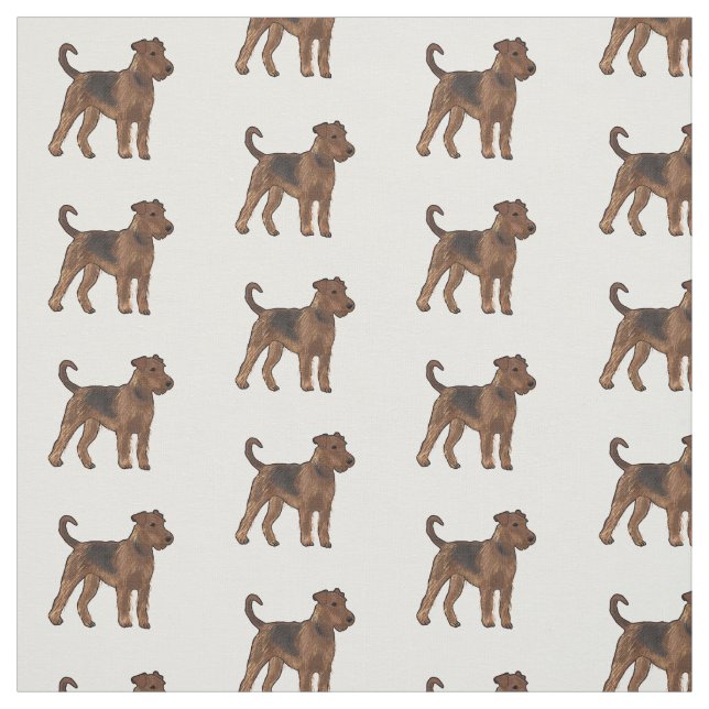 Airedale terrier dog cartoon illustration fabric (Swatch)