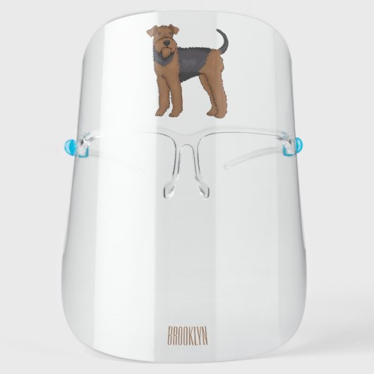 Airedale terrier dog cartoon illustration face shield (Front)