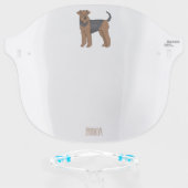 Airedale terrier dog cartoon illustration face shield (Front w/Glasses)