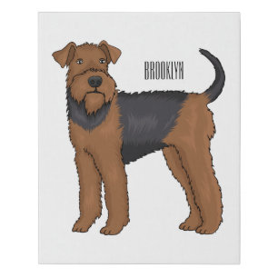 Airedale terrier dog cartoon illustration faux canvas print
