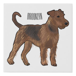 Airedale terrier dog cartoon illustration faux canvas print