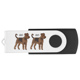 Airedale terrier dog cartoon illustration flash drive