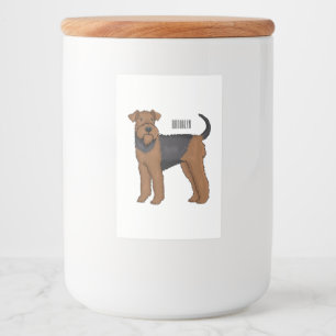 Airedale terrier dog cartoon illustration food label