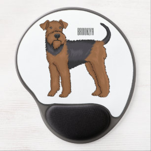 Airedale terrier dog cartoon illustration gel mouse pad