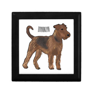 Airedale terrier dog cartoon illustration gift box