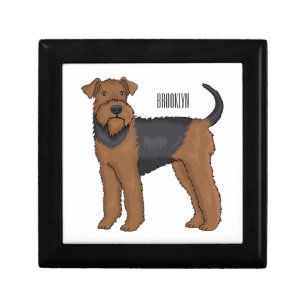 Airedale terrier dog cartoon illustration gift box