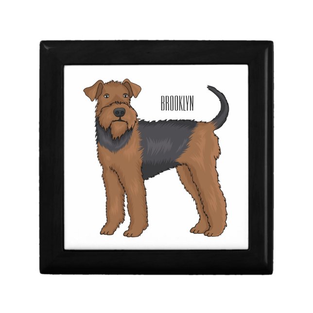 Airedale terrier dog cartoon illustration gift box (Front)
