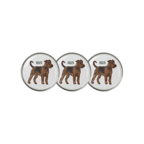 Airedale terrier dog cartoon illustration golf ball marker