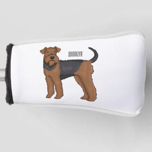 Airedale terrier dog cartoon illustration golf head cover
