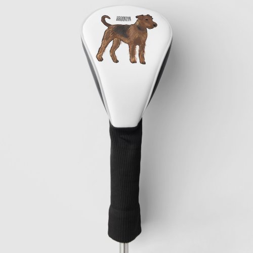 Airedale terrier dog cartoon illustration golf head cover