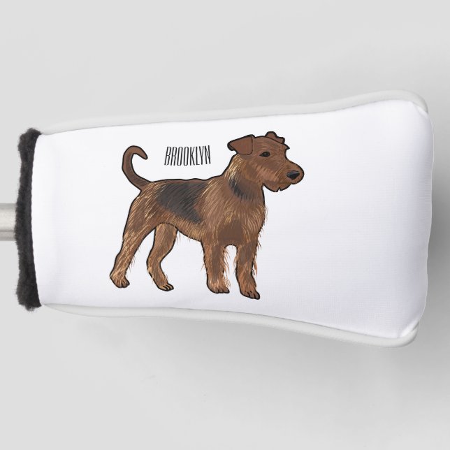 Airedale terrier dog cartoon illustration golf head cover (Front)