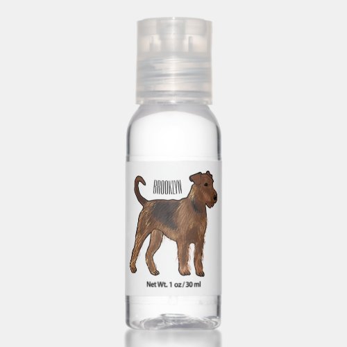 Airedale terrier dog cartoon illustration  hand sanitizer