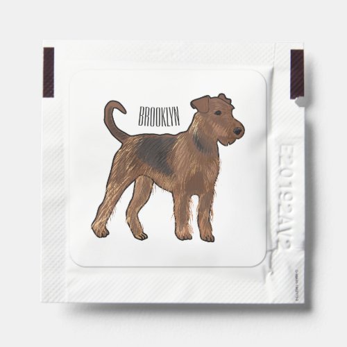 Airedale terrier dog cartoon illustration  hand sanitizer packet