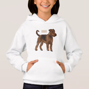 Airedale terrier dog cartoon illustration hoodie