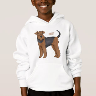 Airedale terrier dog cartoon illustration hoodie