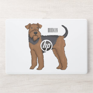 Airedale terrier dog cartoon illustration HP laptop skin